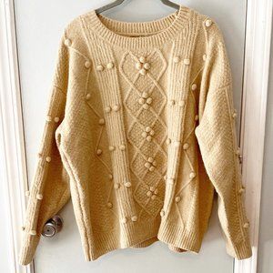 POL Knubby Knot Tan Sweater Size S 